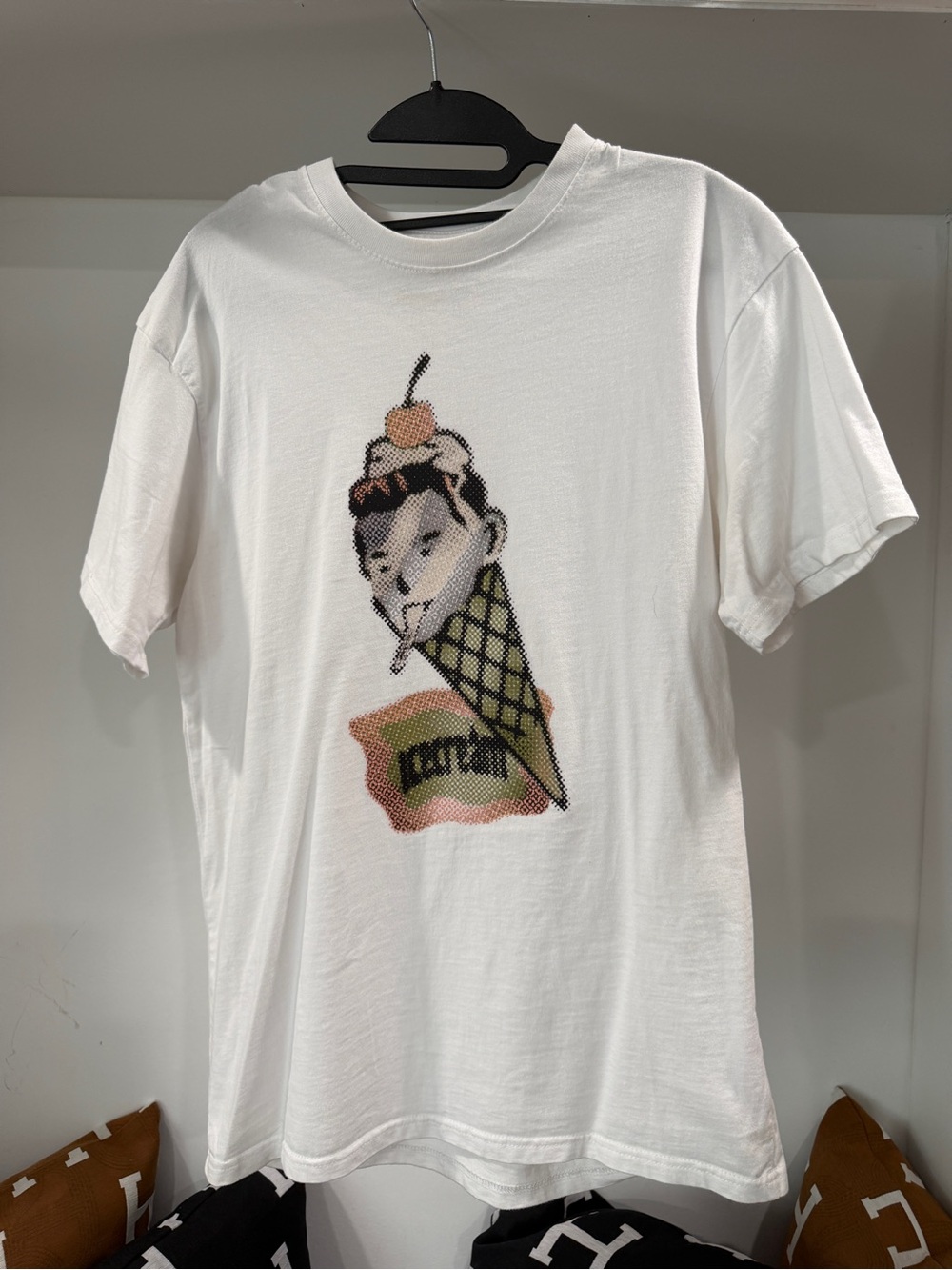 White Graphic Ice Cream Cone Crewneck T-Shirt